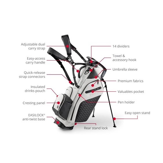 LIMITED - Motocaddy EliteFLEX stand bag, bílo/černý