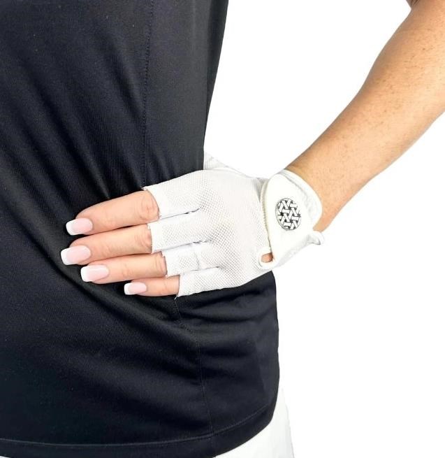 Best of Golf America Half Finger dámská golfová rukavice, bílá