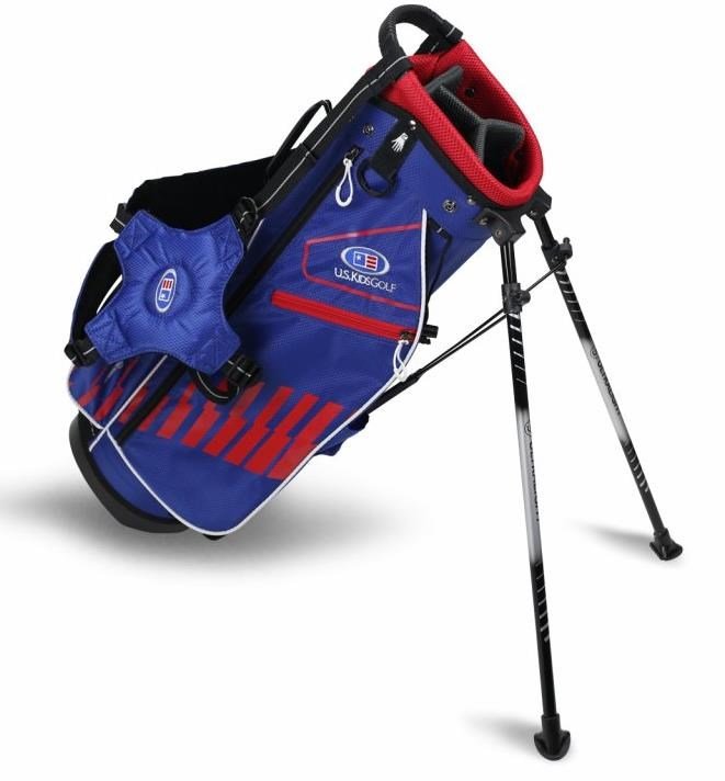 2022 U.S. Kids Golf UL51 (130 cm) WT20-s dětský stand bag, modro/červeno/bílý
