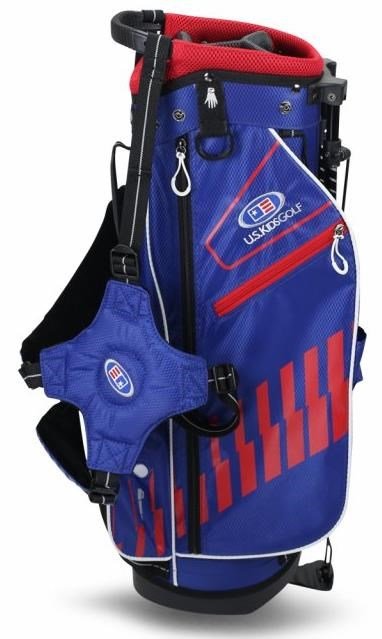 2022 U.S. Kids Golf UL51 (130 cm) WT20-s dětský stand bag, modro/červeno/bílý