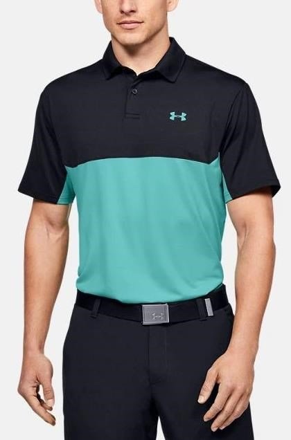 Under Armour Performance 2.0 Colourblock pánské polo, černé/radial turquoise