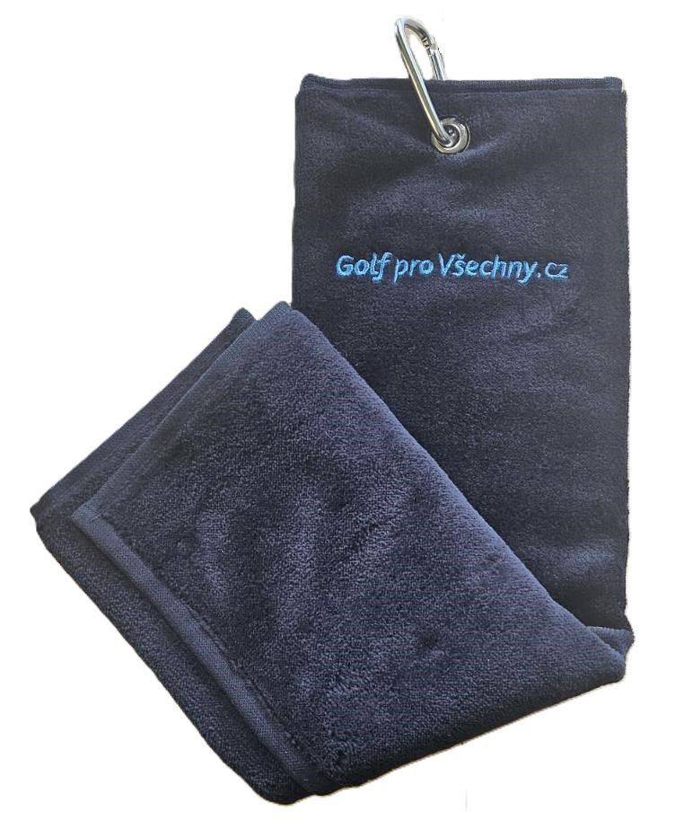 LOGO - OEM Trifold golfový ručník s logem Golf pro všechny, černý