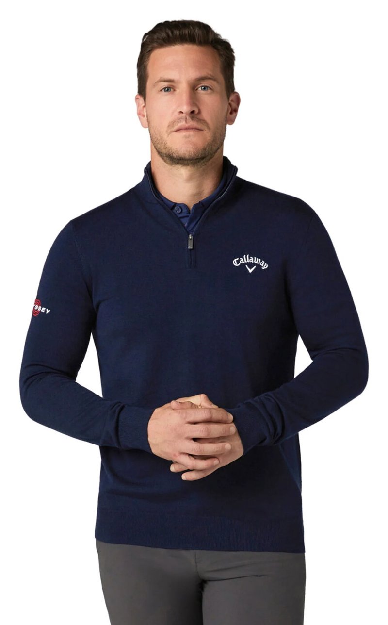 Callaway 1/4 Blended Merino pánský svetr, modrý