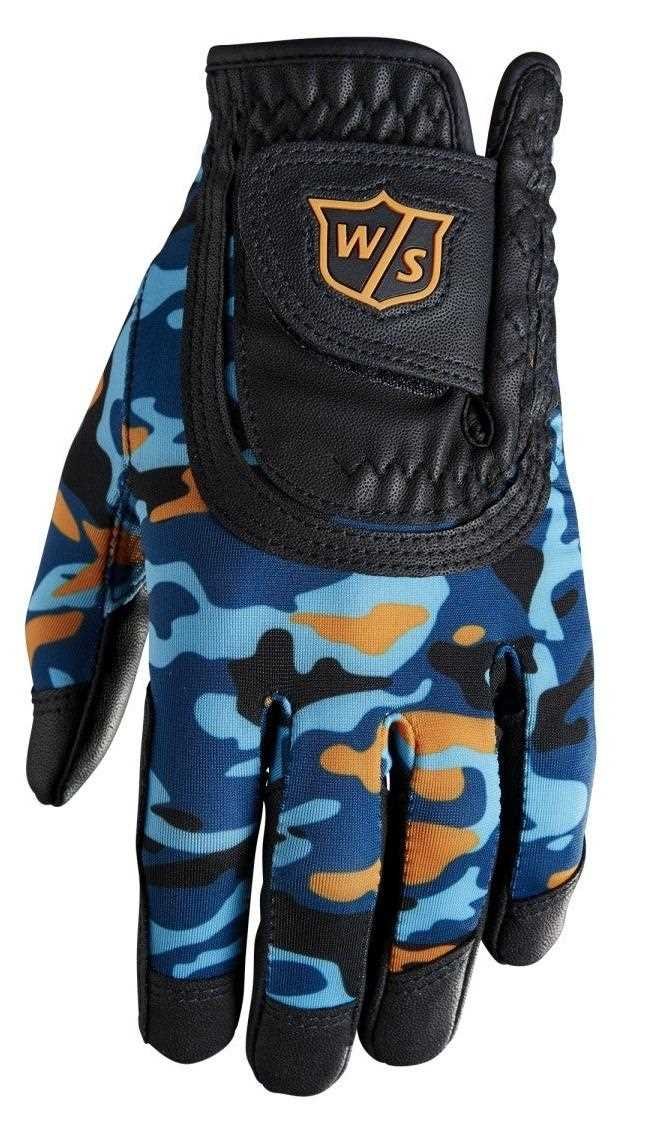 Wilson Staff Fit All dětská golfová rukavice, modro/oranžová camo