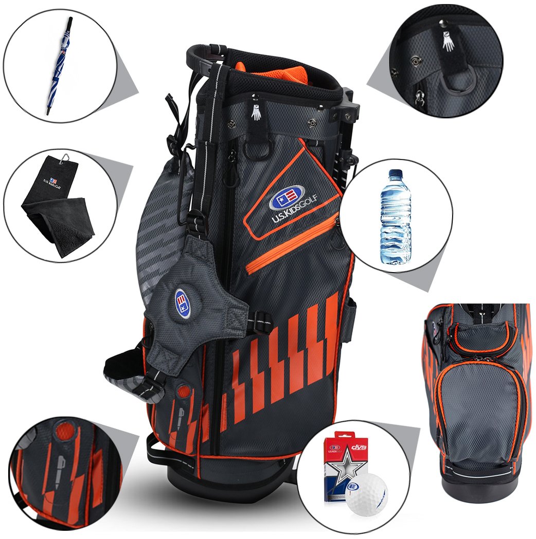 2022 U.S. Kids Golf UL51 (130 cm) WT20-s dětský stand bag, šedo/oranžový