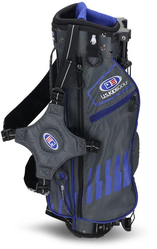2022 U.S. Kids Golf UL45 (114cm) WT25-s dětský stand bag, šedo/modrý