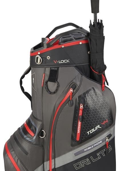 Big Max Dri Lite V-4 cart bag, šedo/černo/červený