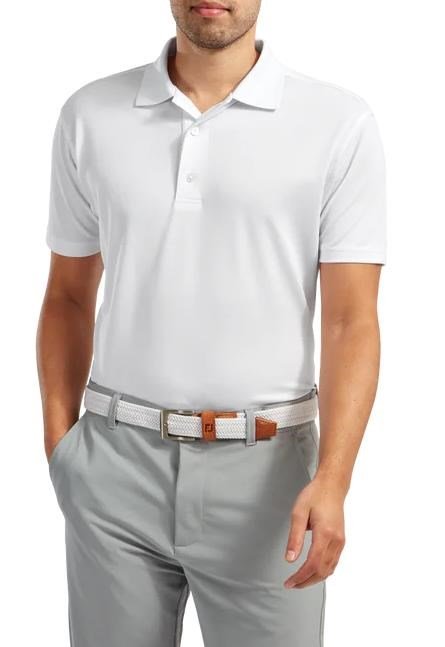 FootJoy Stretch Pique Solid Rib Knit Collar pánské polo, bílé