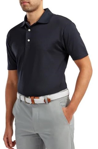 FootJoy Stretch Pique Solid Rib Knit Collar pánské polo, tmavě modré