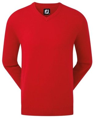 FootJoy Wool Blend V-Neck pánský svetr, červený