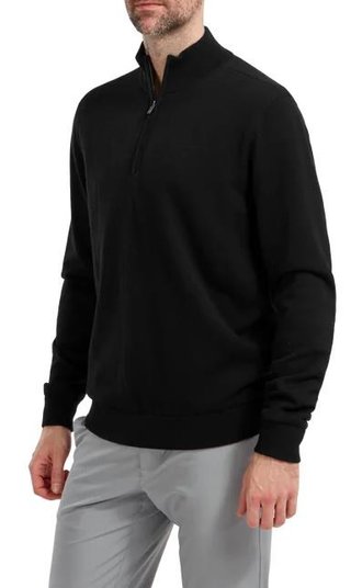 FootJoy Wool Blend Lined 1/2 Zip pánský svetr, černý