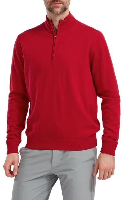 FootJoy Wool Blend Lined 1/2 Zip pánský svetr, červený