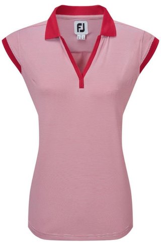 FootJoy End on End Striped Lisle sleeveless dámské polo, červeno/bílé