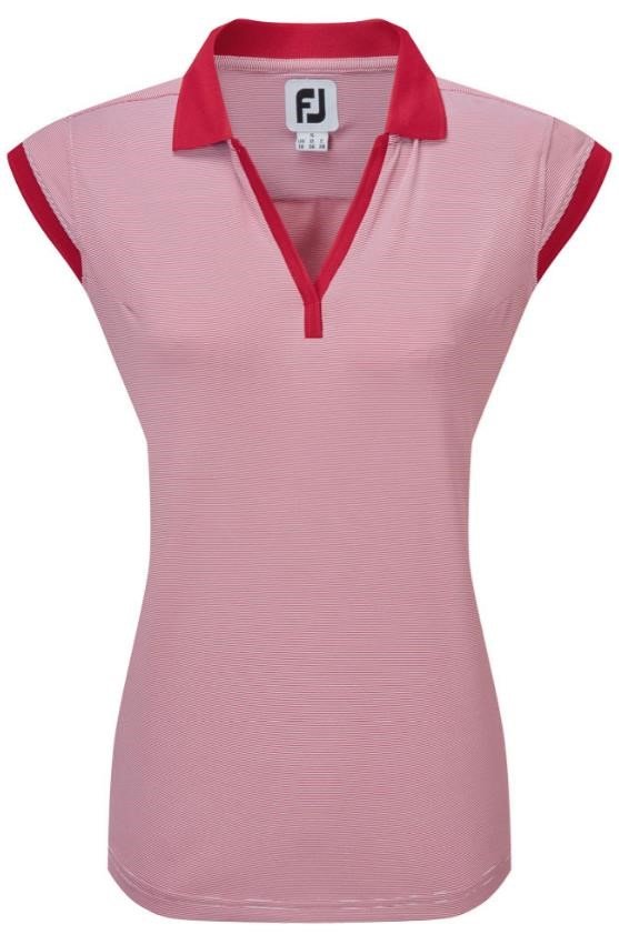 FootJoy End on End Striped Lisle sleeveless dámské polo, červeno/bílé
