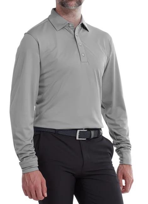 FootJoy Thermocool Self pánské polo s dlouhým rukávem, šedé