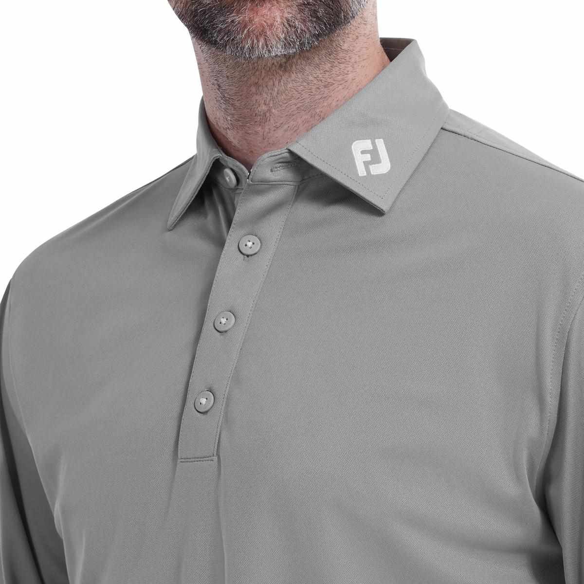 FootJoy Thermocool Self pánské polo s dlouhým rukávem, šedé