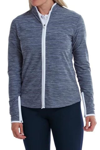 FootJoy Full Zip Space Dye Fleece dámská mikina, tmavě modro/bílá