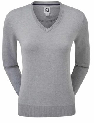 FootJoy Wool Blend V-Neck dámský svetr, šedý