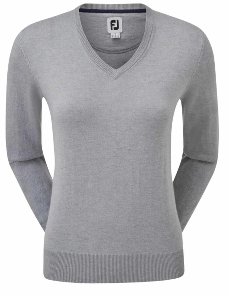 FootJoy Wool Blend V-Neck dámský svetr, šedý