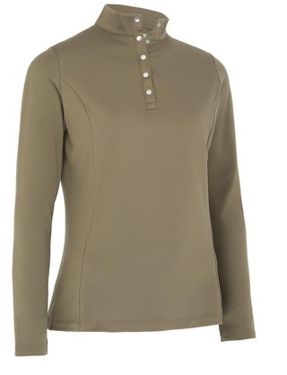 Callaway Thermal Fleece Back Jersey dámské polo s dlouhým rukávem, industrial green