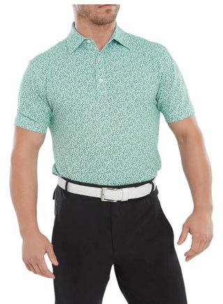 FootJoy Confetti Print Pique pánské polo, aqua surf