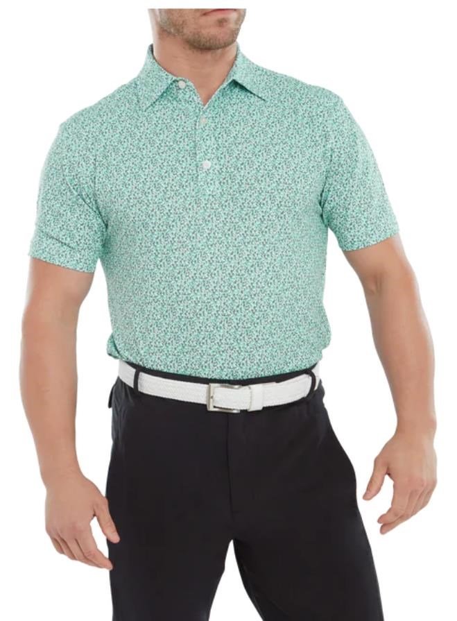 FootJoy Confetti Print Pique pánské polo, aqua surf