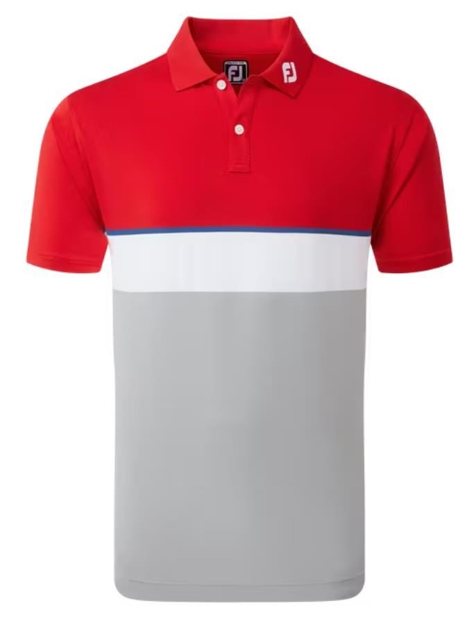 FootJoy Colour Theory Lisle pánské polo, červeno/bílo/šedé