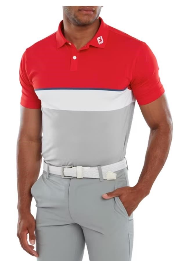 FootJoy Colour Theory Lisle pánské polo, červeno/bílo/šedé