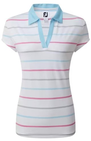 FootJoy Birdseye Stripe Smooth Jacquard dámské polo, bílo/modré