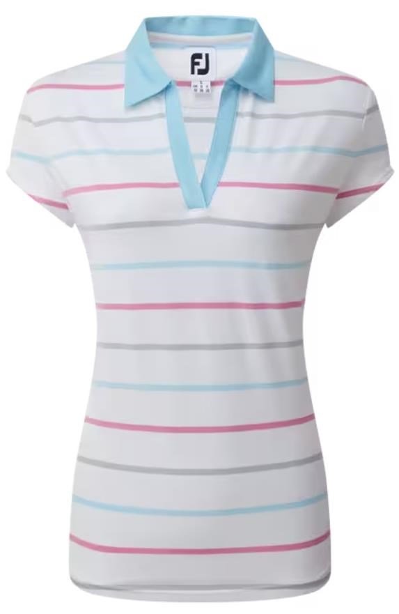 FootJoy Birdseye Stripe Smooth Jacquard dámské polo, bílo/modré
