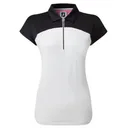 FootJoy Cap Sleeve Colour Block Lisle dámské polo, černo/bílé