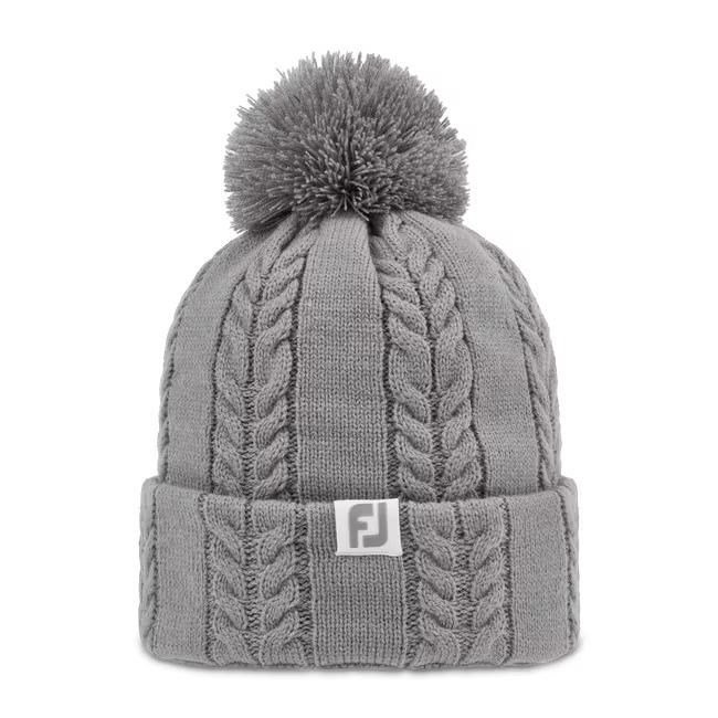FootJoy Cable Knit Bobble dámská zimní čepice, šedá