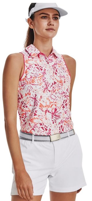 Under Armour Iso-Chill Sleeveless Polo dámské polo bez rukávů, bílo/růžové