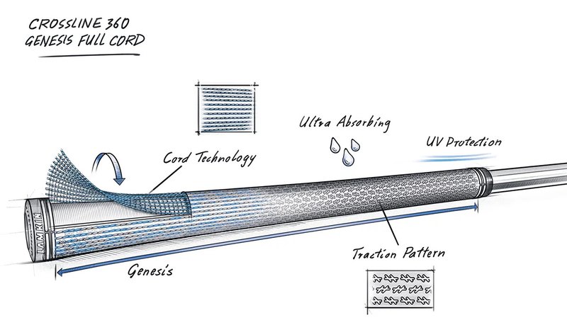 Lamkin Crossline 360 Genesis Full Cord grip, černý/červený, standard