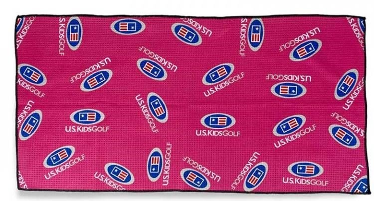 U.S. Kids Golf Multi Logo Microfiber golfový ručník, růžový