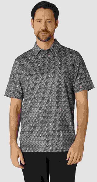 Callaway All-Over Scotch Novelty Print pánské polo, šedé