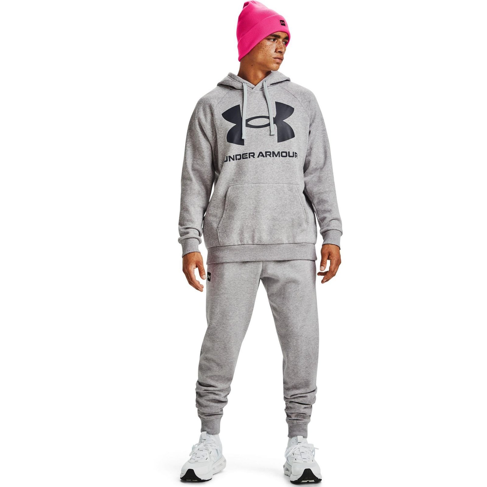 Under Armour Rival Fleece Big Logo Hoodie pánská mikina, šedá