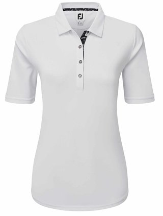 FootJoy 1/2 Sleeve Solid Pique dámské polo, bílé
