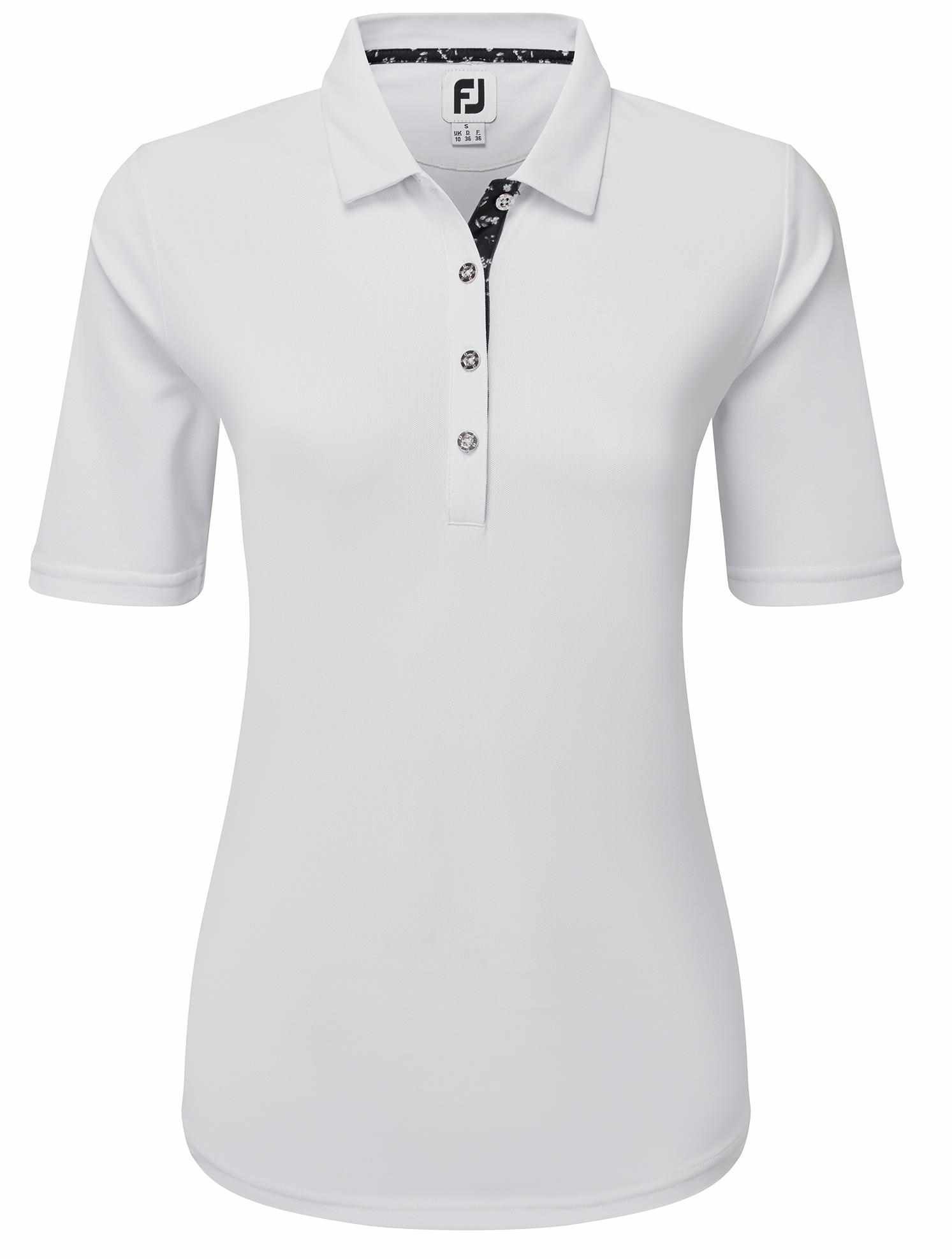 FootJoy 1/2 Sleeve Solid Pique dámské polo, bílé