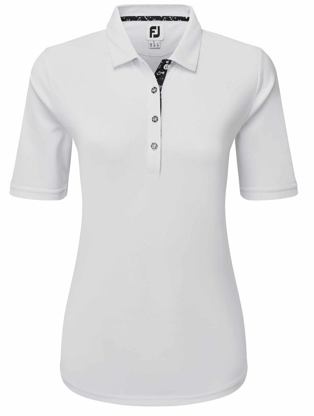 FootJoy 1/2 Sleeve Solid Pique dámské polo, bílé