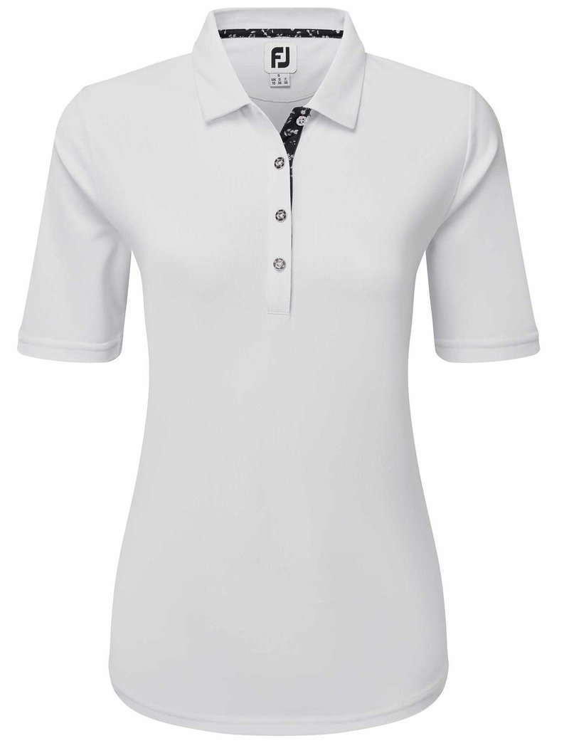 FootJoy 1/2 Sleeve Solid Pique dámské polo, bílé