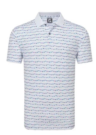 FootJoy Flag Banner Print Lisle pánské polo, bílé