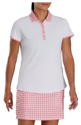 FootJoy Gingham Trim dámské polo, bílé