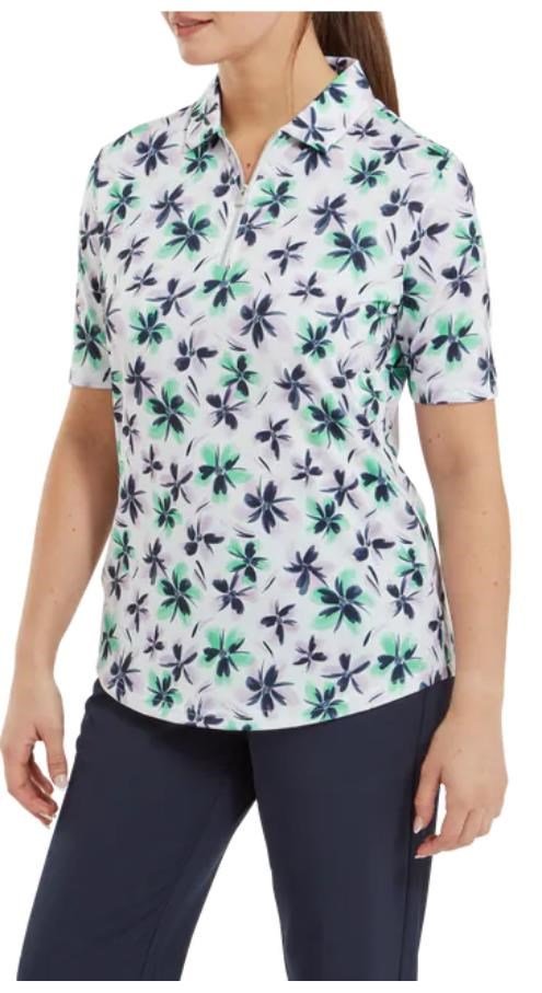 FootJoy 1/2 Sleeve Floral Print Lisle dámské polo, fialovo/zeleno/modré