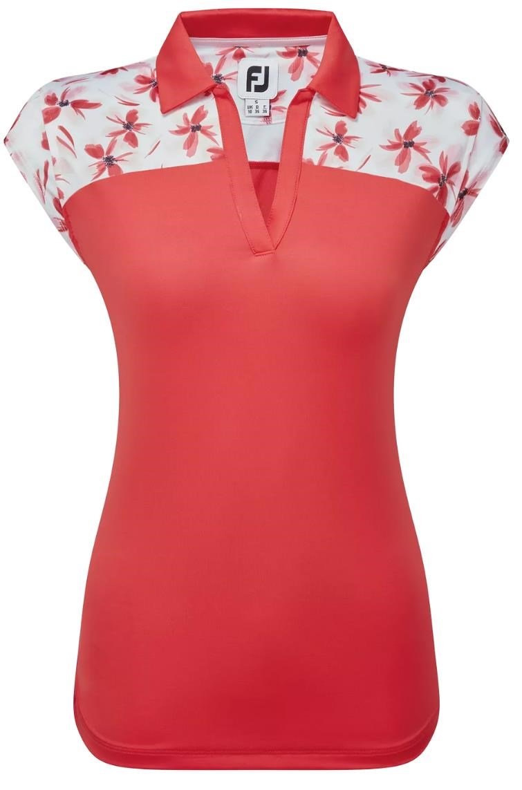 FootJoy Blocked Floral Print Lisle dámské polo, červené