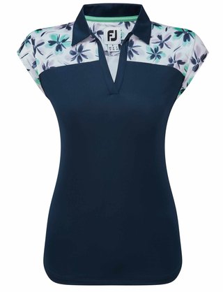 FootJoy Blocked Floral Print Lisle dámské polo, modré