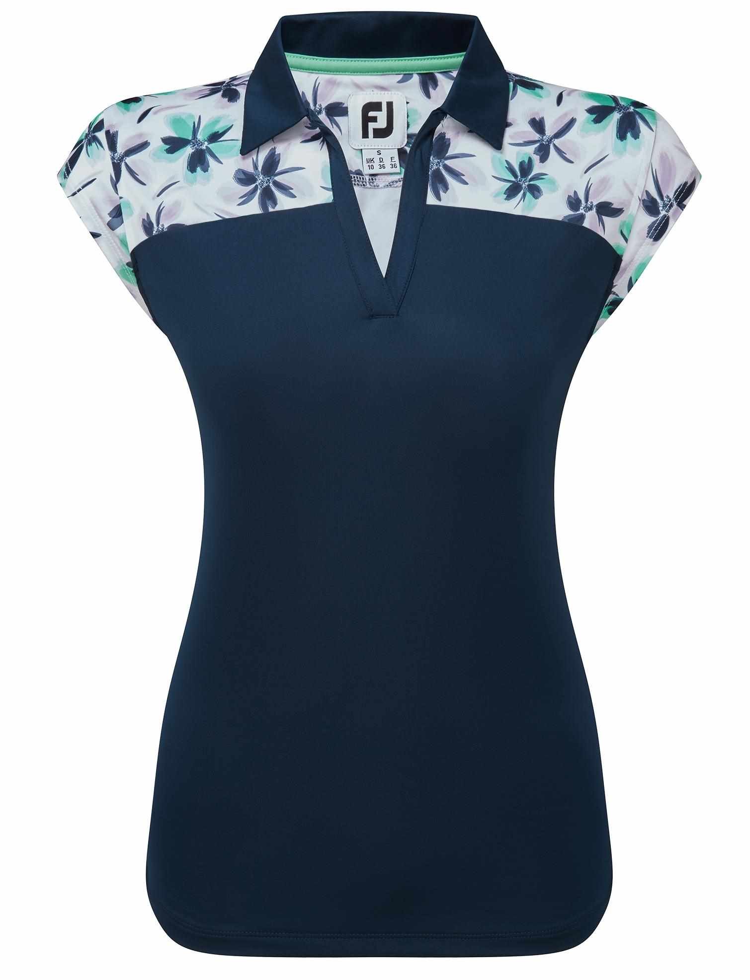FootJoy Blocked Floral Print Lisle dámské polo, modré