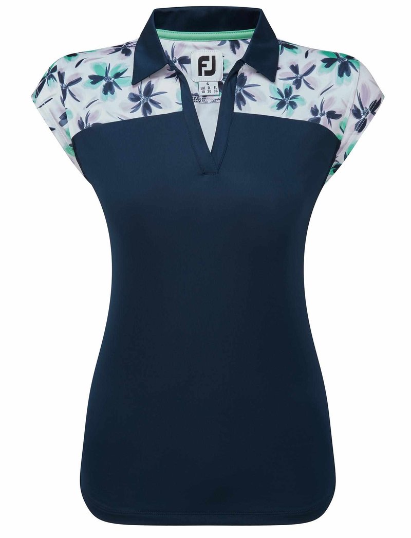 FootJoy Blocked Floral Print Lisle dámské polo, modré