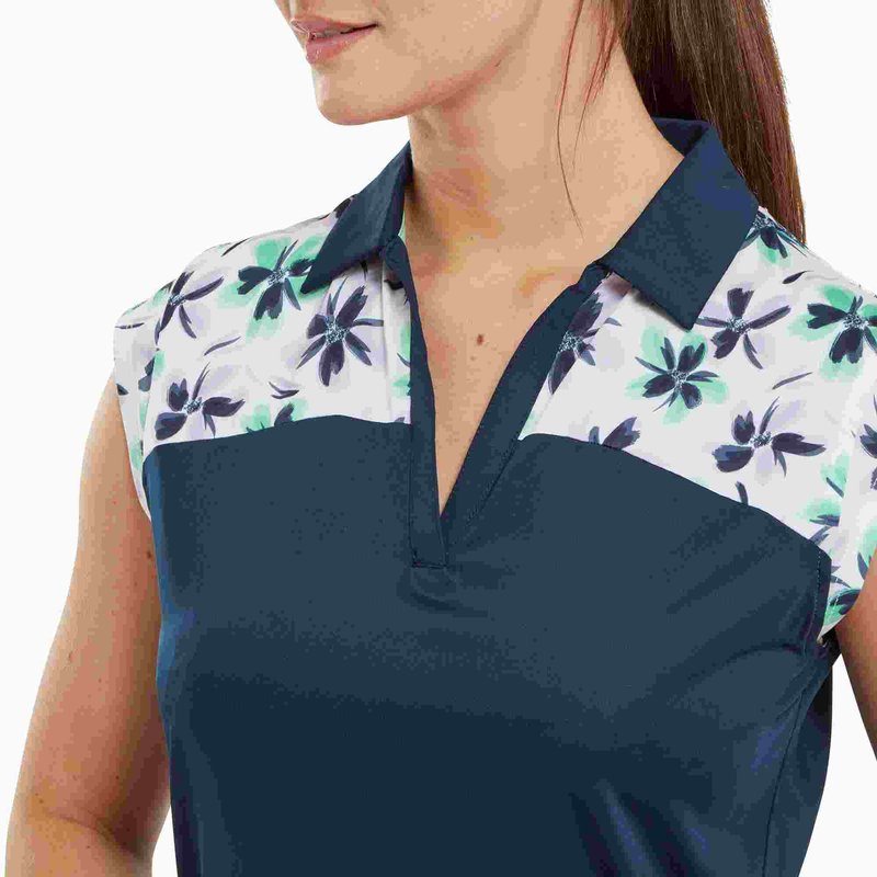 FootJoy Blocked Floral Print Lisle dámské polo, modré