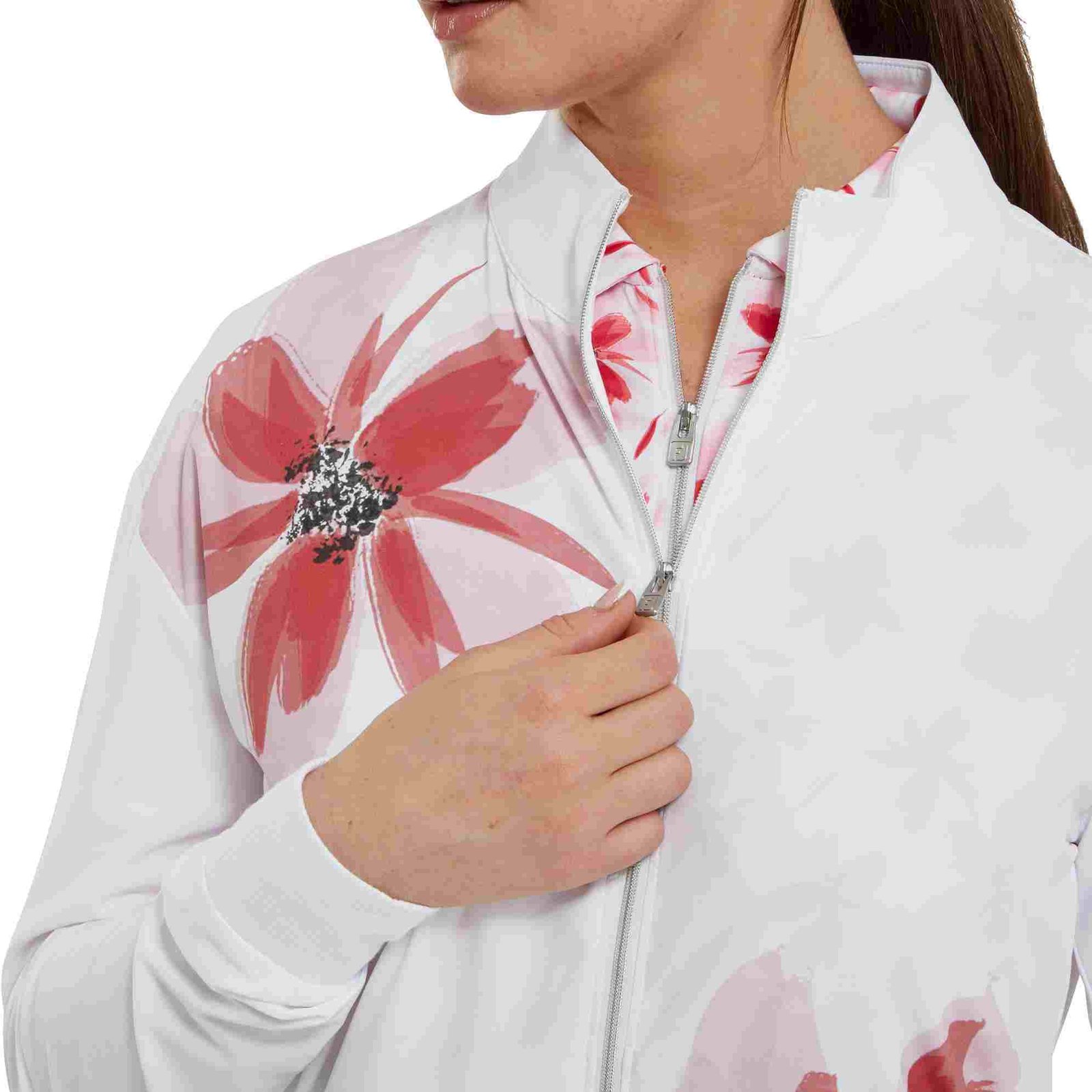 FootJoy Lightweight Full-Zip dámská budna, bílo/růžová